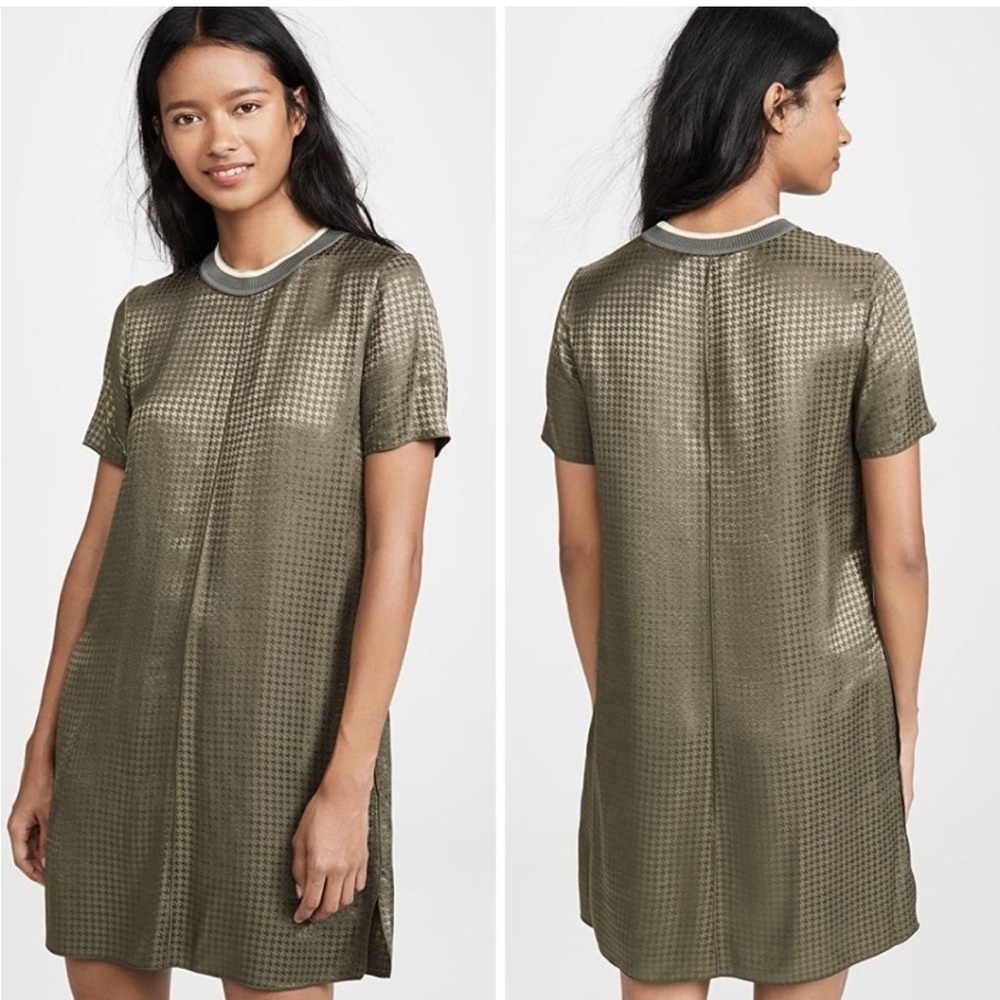 NWT Rag & Bone Ali Houndstooth Shift Dress Olive